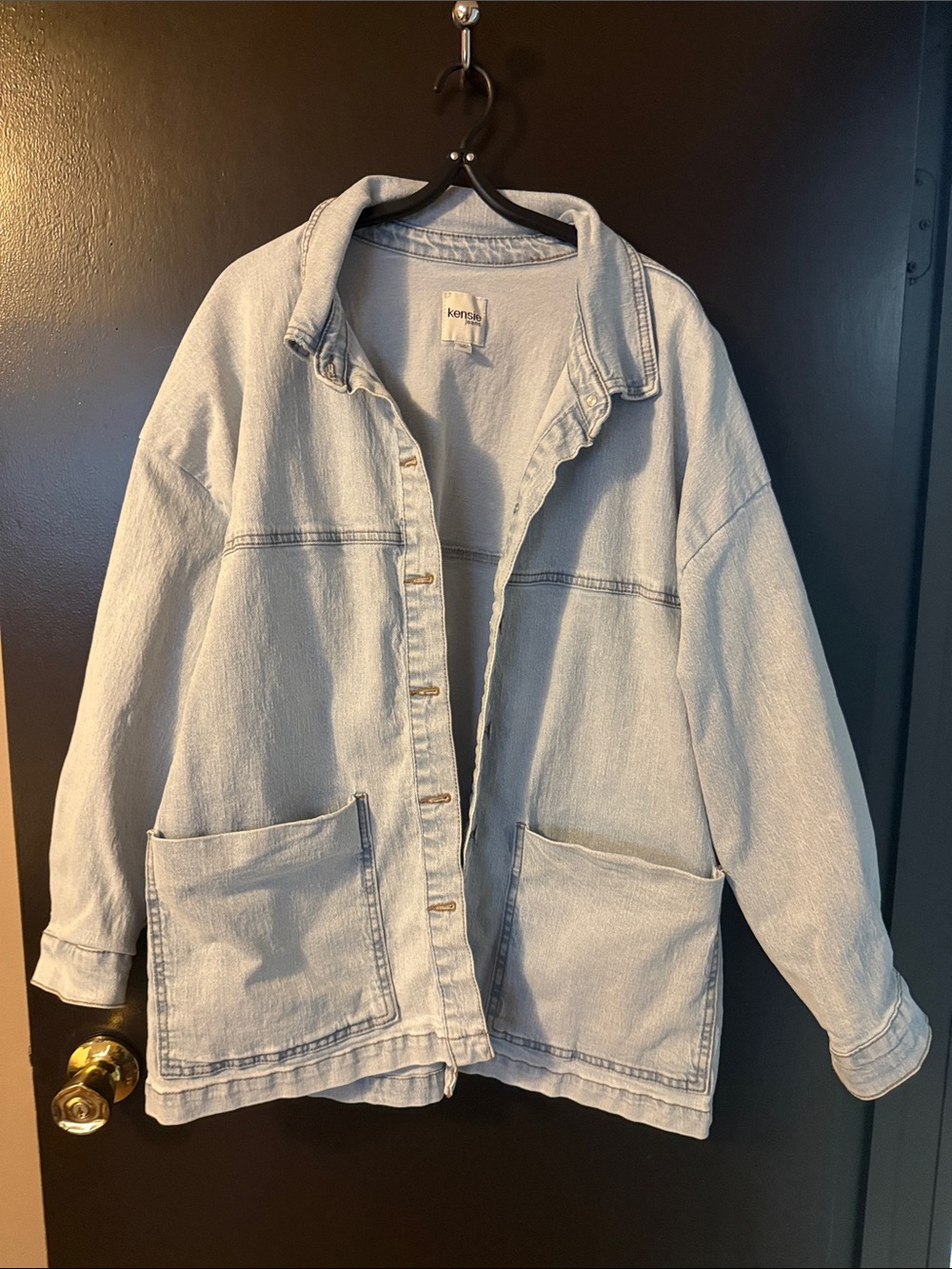 Kensie Light Wash Denim Jacket - Pale Blue Relaxed Fit